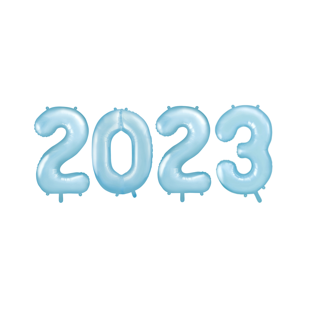 Balon foliowy cyfry 2023 błękitne