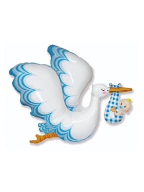 Balon foliowy bocian z dzieckiem Boy