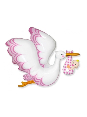 Balon foliowy bocian z dzieckiem