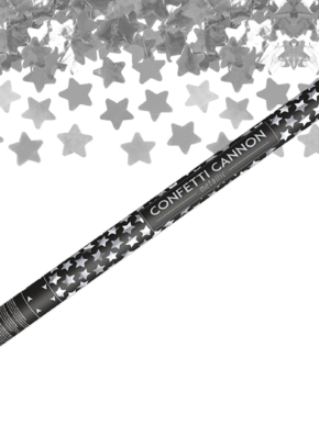 Tuba konfetti srebrne gwiazdki 80 cm