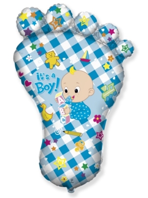 Balon foliowy niebieska stopa z napisem It's a Boy!