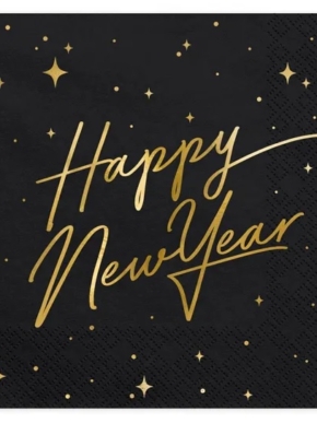 Serwetki papierowe czarne w złote gwiazdki