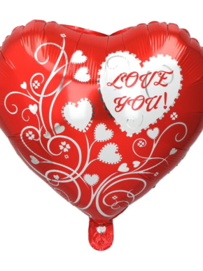 Balon foliowy serce I love you w białym serduszku