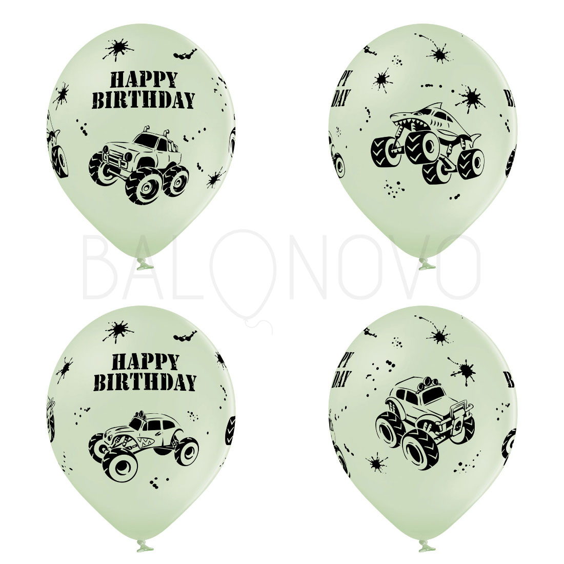 Balon-lateksowy-monster-truck-Happy-Birthday-szary