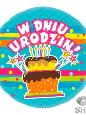 balon foliowy z tortem W DNIU URODZIN