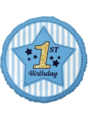 Balon Foliowy 1st Birthday niebieski