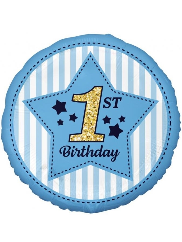 Balon foliowy 1 ST Birthday niebieski