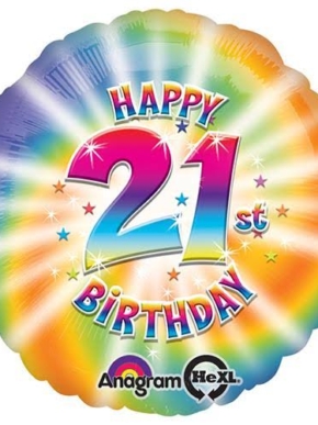 balon foliowy Happy 21 Birthday kolorowy