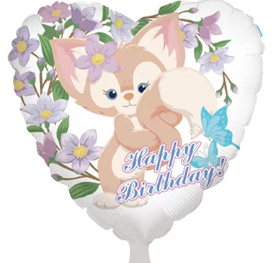 balon foliowy serce Lisek motylki Happy Birthday