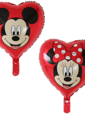 balon foliowy Myszka Miki i Myszka Minnie czerwone serce-dwustronny