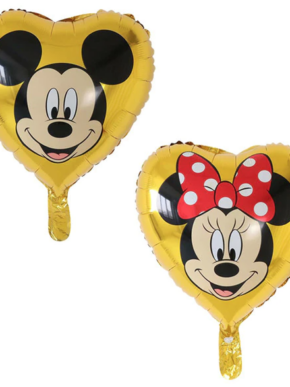 balon foliowy Myszka Miki i Myszka Minnie złote serce dwustronny