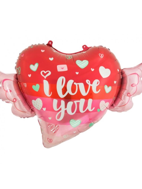 Balon foliowy serce ze skrzydełkami