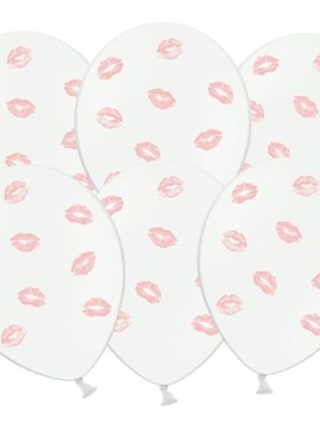 balony lateksowe białe w różowe usta