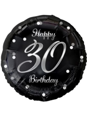 balon foliowy 30 czarno srebrny