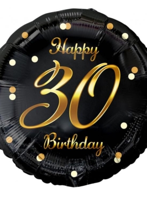 balon foliowy Happy 30 Birthday czarno złoty