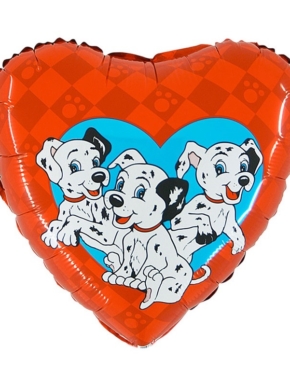 balon foliowy dalmatyńczyki szczeniaki czerwone serce