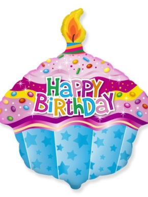 balon foliowy babeczka ze świeczką Happy Birthday