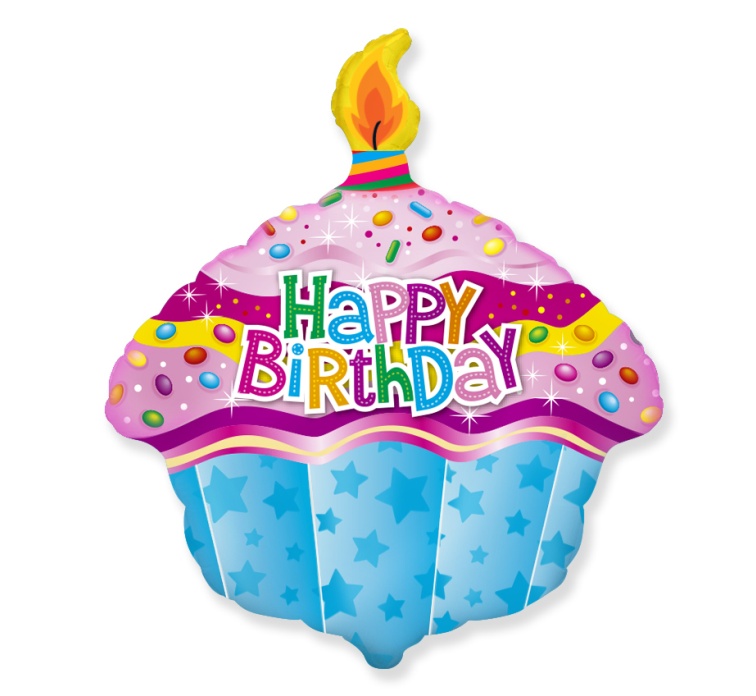 balon foliowy babeczka ze świeczką Happy Birthday