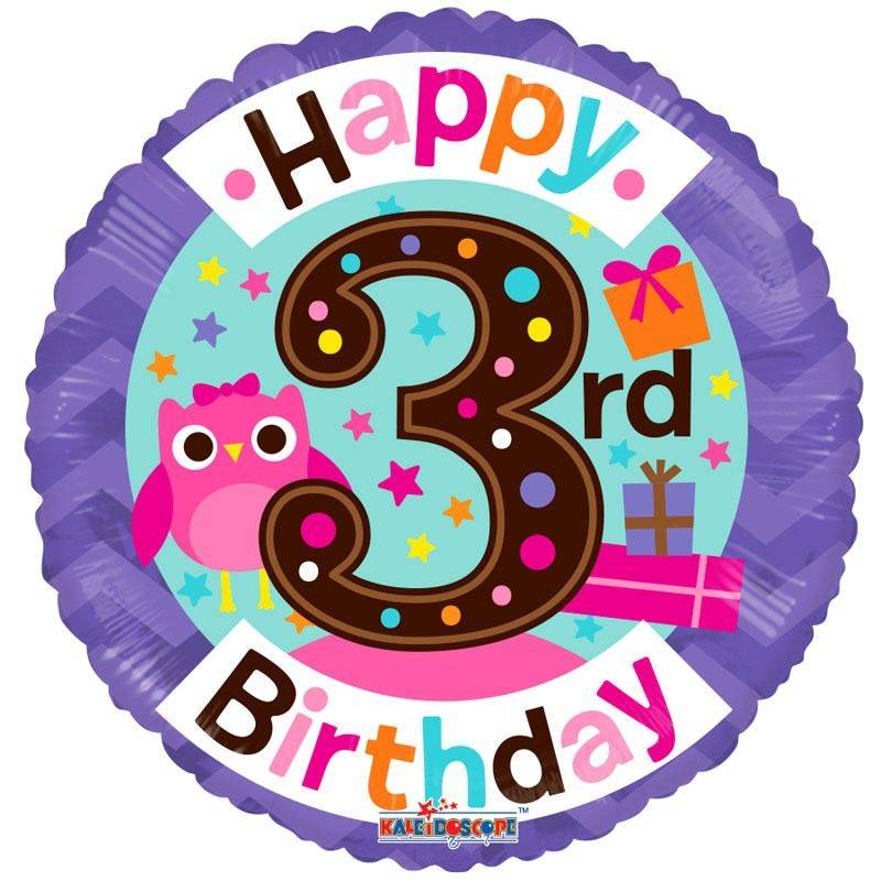 balon foliowy Happy 3 Birthday