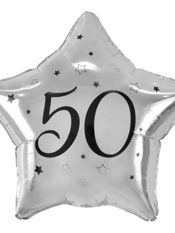 Balon foliowa srebrna gwiazdka 50 urodziny