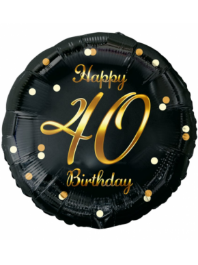 balon foliowy 40 Happy Birthday czarno złoty