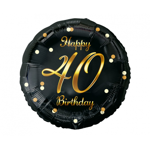 balon foliowy 40 Happy Birthday czarno złoty
