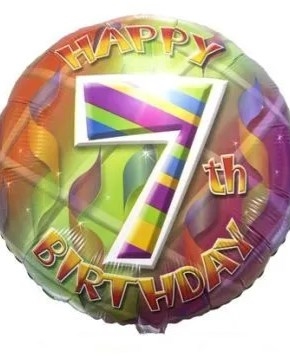 balon foliowy Happy 7 Birthday kolorowy