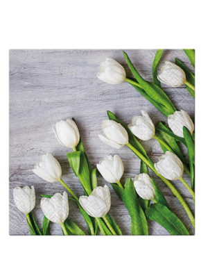 Serwetki papierowe białe tulipany