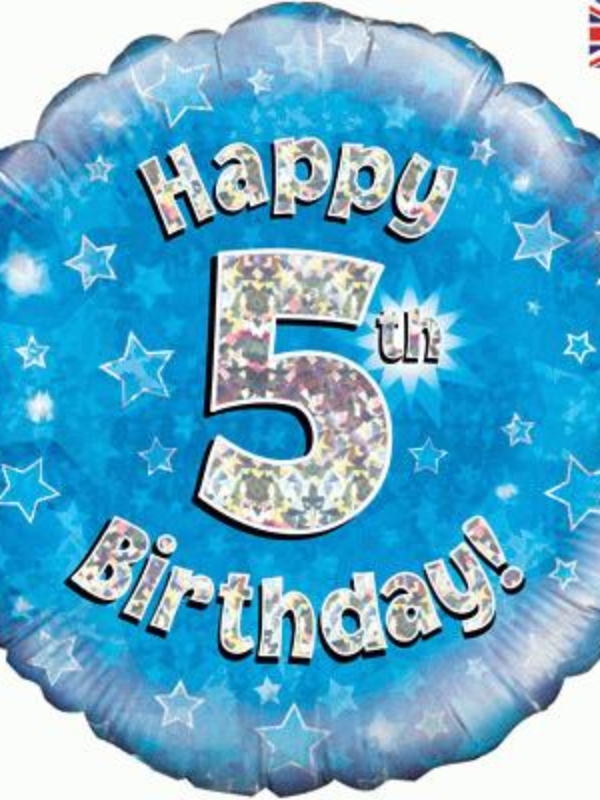 balon 5 holo niebieski