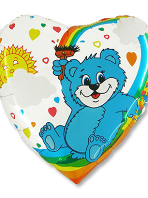 balon foliowy miś malujący tęczę