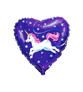 balon foliowy Jednorożec fioletowe serce