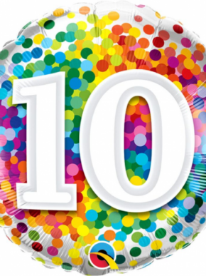 balon foliowy 10 tęczowe konfetti