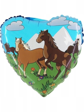 balon foliowy konie serce 18''