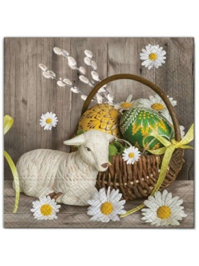 Serwetki Wielkanoc Baranek z koszyczkiem