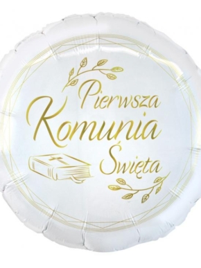 balon foliowy z złotym nadrukiem Pierwsza Komunia Święta - Pismo Święte