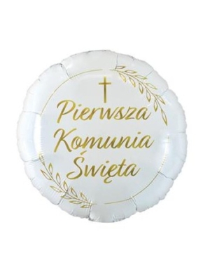 balon foliowy z złotym nadrukiem Pierwsza Komunia Święta