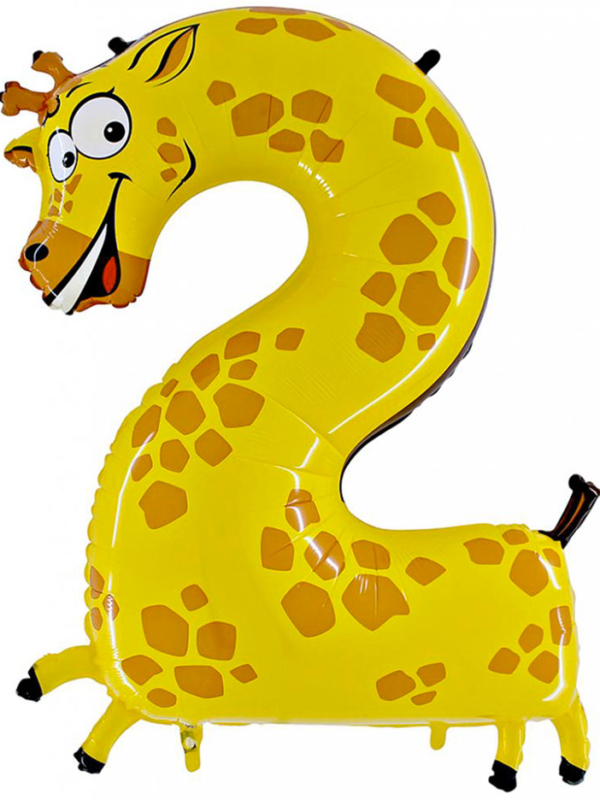 balon foliowy gigant cyfra 2 żyrafa