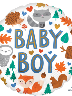 balon foliowy w leśne zwierzęta z napisem Baby Boy