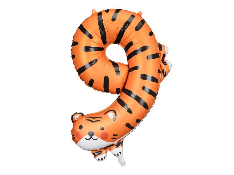 balon foliowy cyfra 9 tygrys
