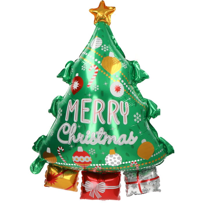 balon foliowy choinka z prezentami