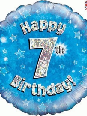 balon foliowy happy 7 birthday holo niebieski