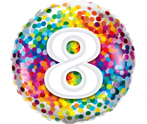 balon foliowy tęczowe konfetti 8 okrągły 18''