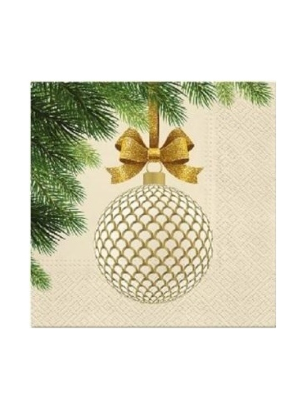 Serwetka świąteczna zlota bombka