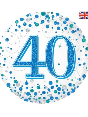 Balon foliowy 40 Holograficzny biało-niebieski