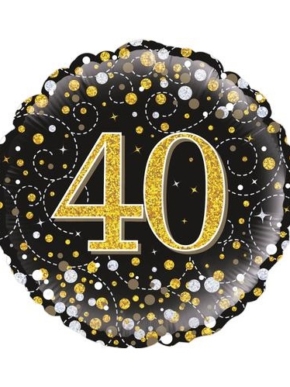 balon foliowy 40 holograficzny czarno-złoty