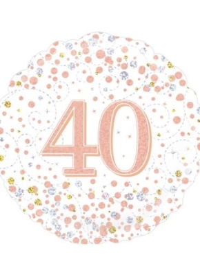 Balon foliowy 40 Holograficzny biały - różowe złoto