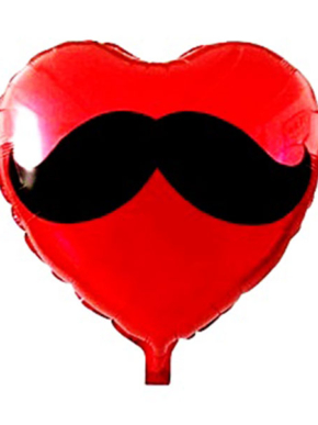 balon foliowy czerwone serce z wąsami