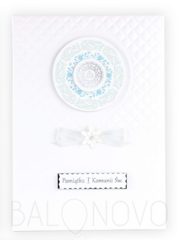 Pamiątka I Komunii Św. książeczka biało-niebieska