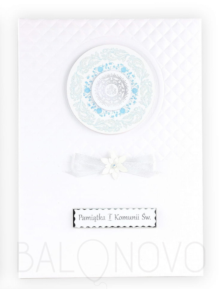 Pamiątka I Komunii Św. książeczka biało-niebieska