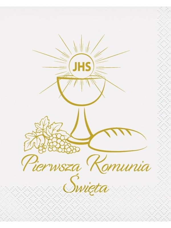 SERWETKI PAPIEROWE PIERWSZA KOMUNIA ŚWIĘTA KIELICH I CHLEB
